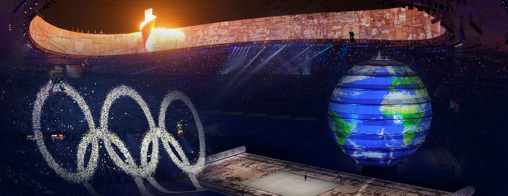 2008年北京奥运会开幕式 K8凯发打造梦幻五环、巨型LED地屏画卷、地球影像等项目